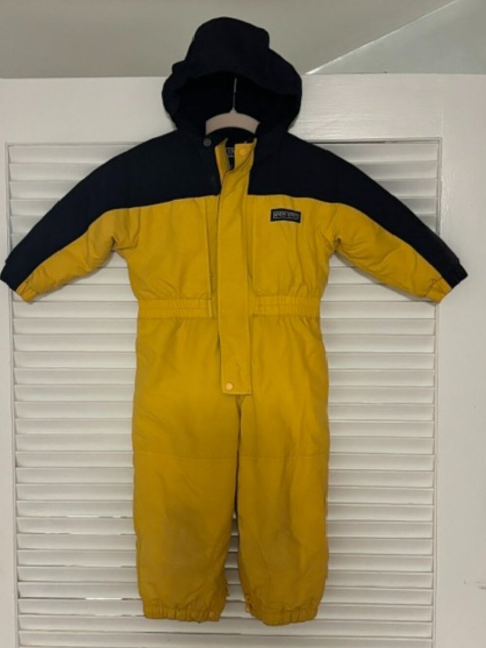 Lands End Toddler Cold Buster Snowsuit in Yellow and Navy- 3T